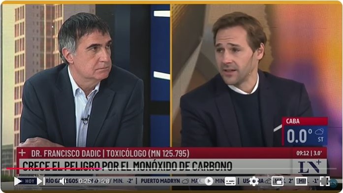 captura de video en youtube de la entrevista al Dr. Francisco Dadic sobre el monóxido de carbono