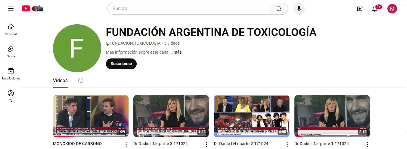 captura canal de youtube de Fundación Argentina de Toxicología